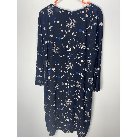 ANN TAYLOR Women’s Shift  Midi Dress Pleated Neckline Floral ZIp Back Sz Xl - Picture 10 of 13